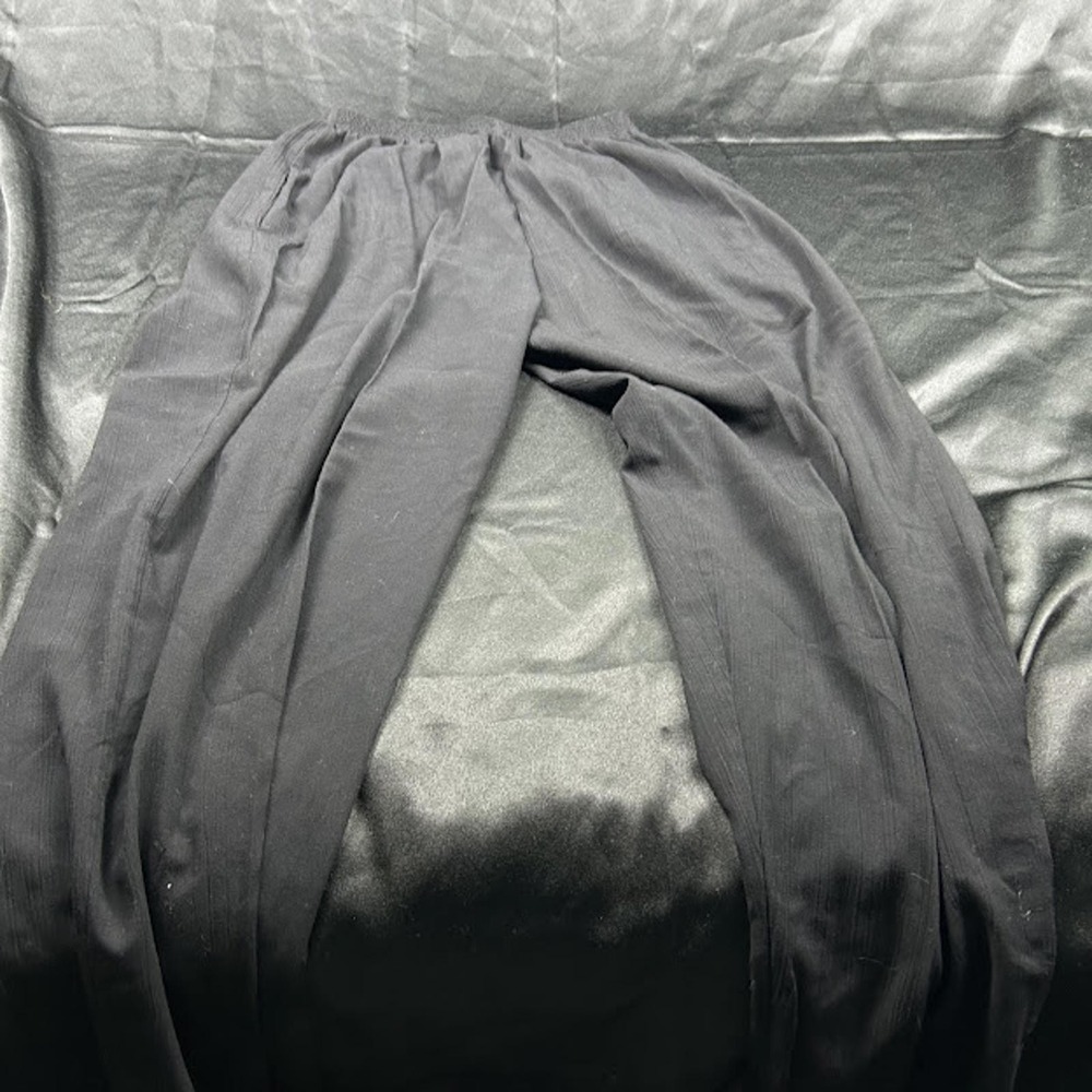 Peter Popovitch Black Rayon Elastic Waist Wide Leg Pants Made in USA Medium